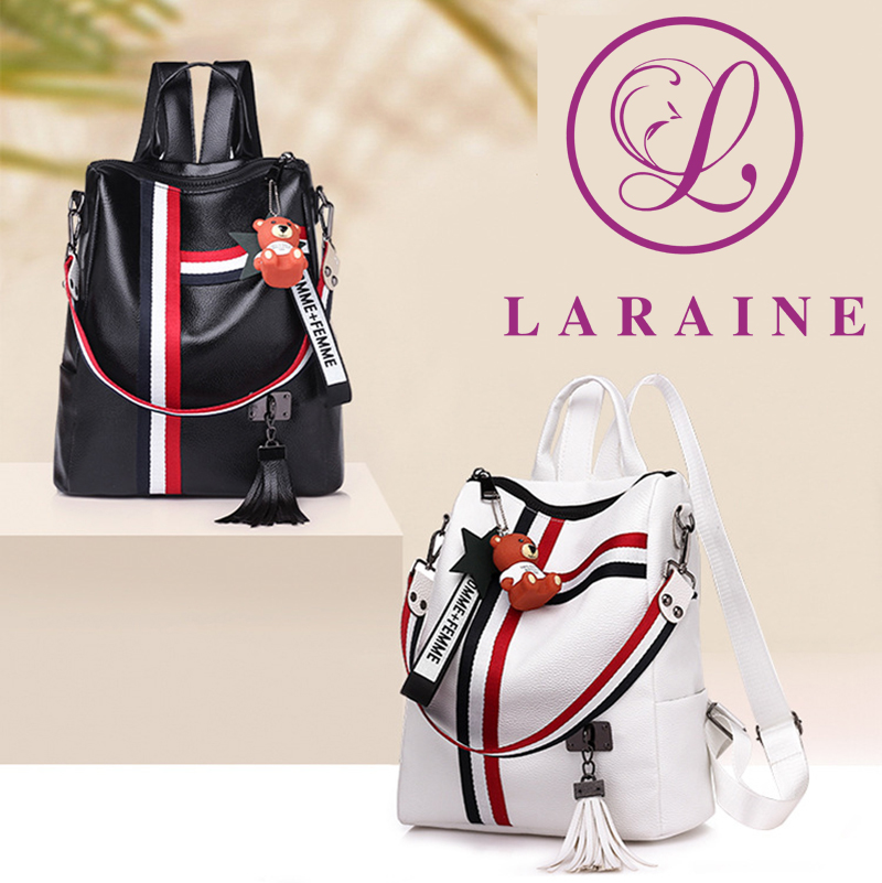 LARAINE Backpacks for Ladies PU Leather Portable Waterproof