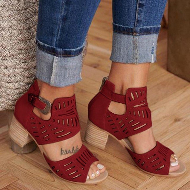 Women Sandals High Heel Gladiator Buckle Strap Fashion Shoes Woman Sandalias Mujer