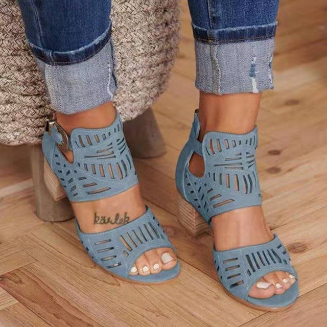 Women Sandals High Heel Gladiator Buckle Strap Fashion Shoes Woman Sandalias Mujer