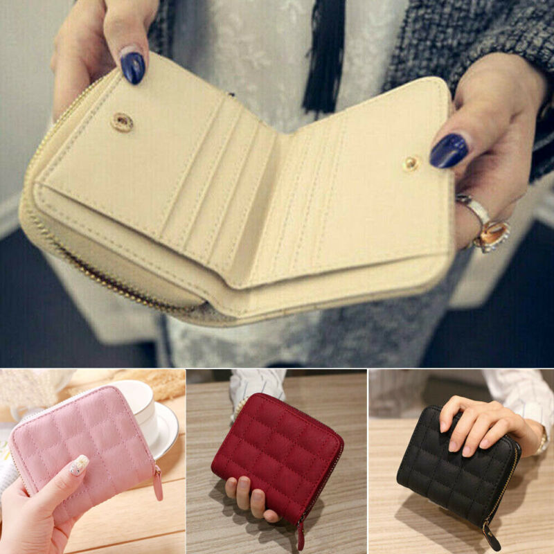 Women Ladies Wallet Leather Zip Coin Women Ladies Wallet Leather Zip Coin Purse Clutch Mini Card