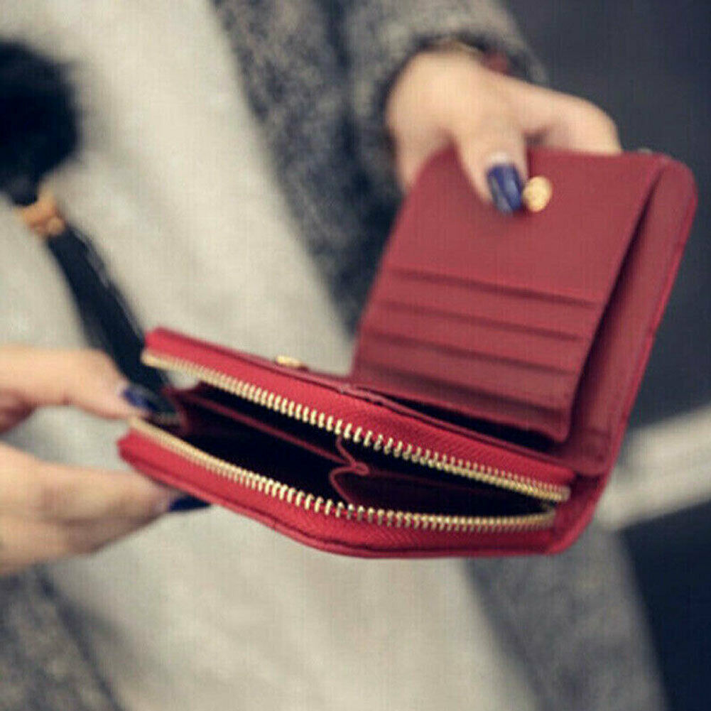 Women Ladies Wallet Leather Zip Coin Women Ladies Wallet Leather Zip Coin Purse Clutch Mini Card