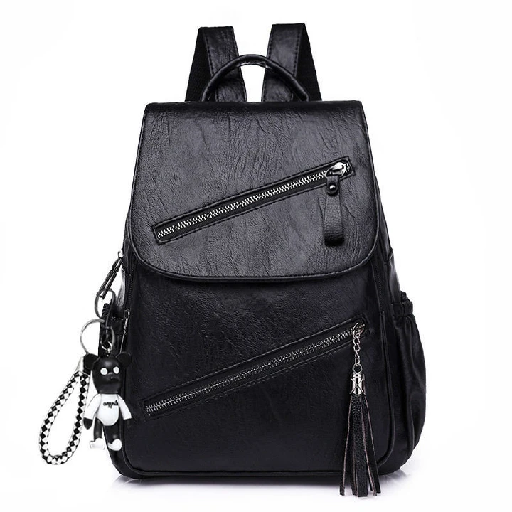 Backpack fashion soft leather women&apos;s backpack women&apos;s large capacity schoolbag Backpacks &amp; Bookbags New fashion Korean version versatile fashion soft leather women's backpack
