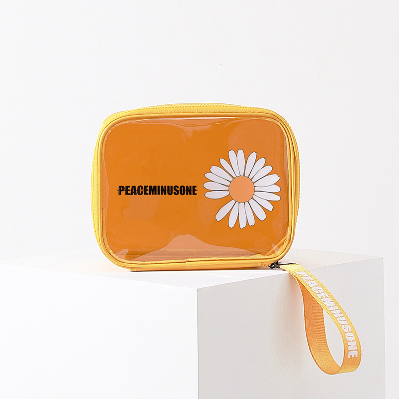 Small daisy transparent PVC portable cosmetic bag with large capacity Handbags