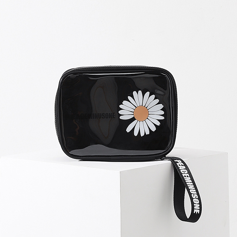 Small daisy transparent PVC portable cosmetic bag with large capacity Handbags