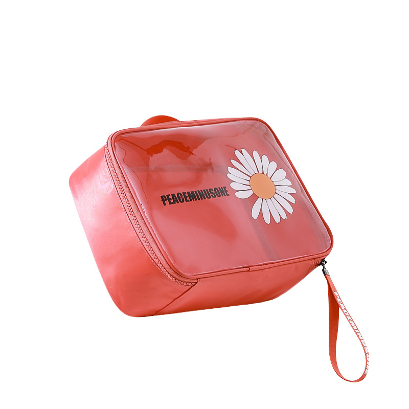 Small daisy transparent PVC portable cosmetic bag with large capacity Handbags