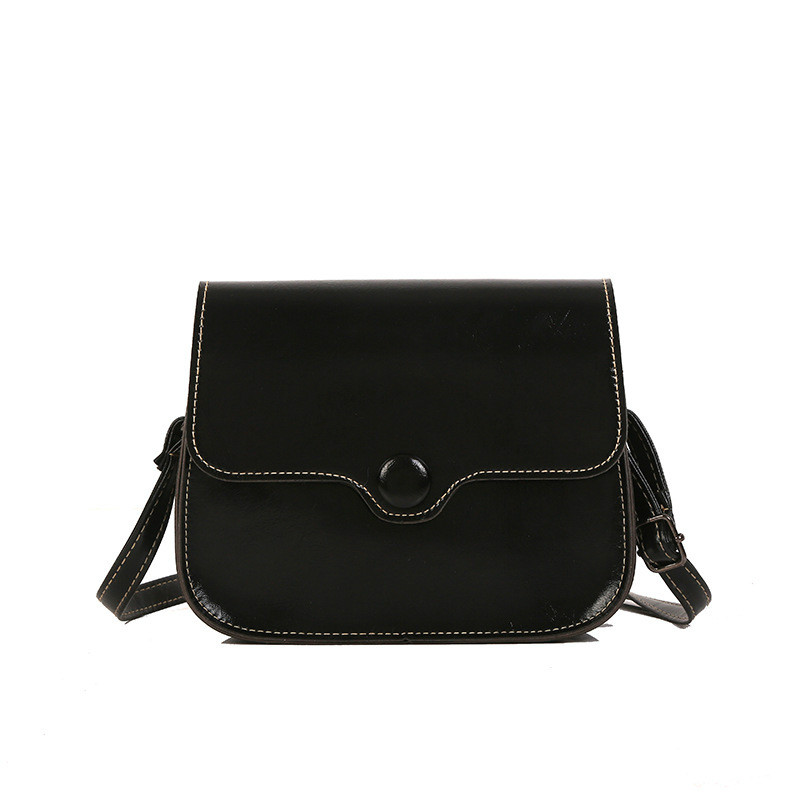 Texture small black bag women's bag messenger bag Korean version simple retro Hong Kong Handbags
