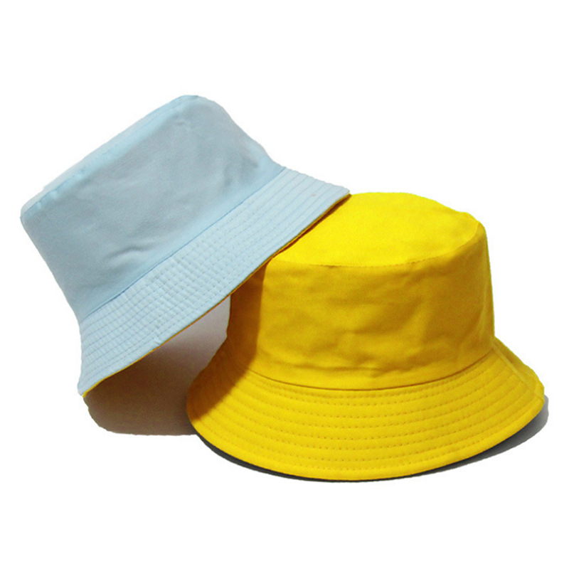 Black  Solid Bucket Hat Two side Wear Unisex Bob Caps Hip Hop Gorros Men women Hats &amp; Caps