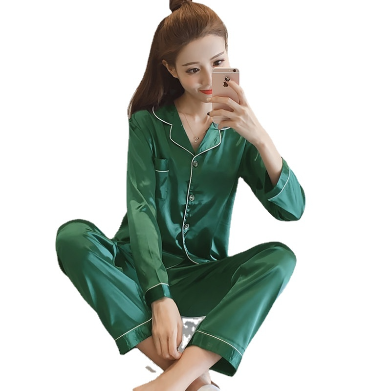 Silk Satin Pajamas for Womens Pyjamas Set Long Sleeve Sleepwear Women Set Pajamas Sleepwear