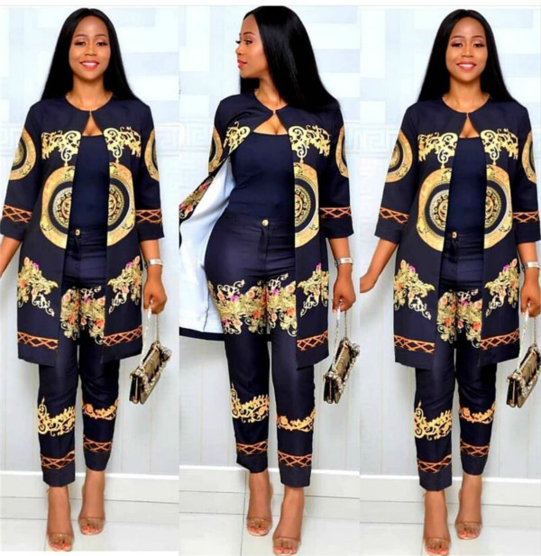 Elegant African Sets Print Trousers Tops Pants Suits Dashiki Dress Bazin Robe  Suits &amp; Separates