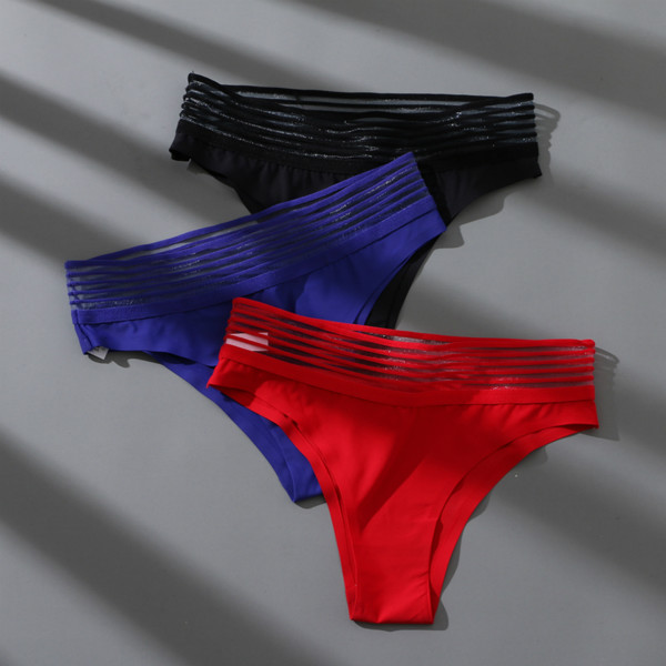 Sexy Women's Thong Panties Waist Hollow G-Strings Silk Seamless Underwear Fashion Lingerie