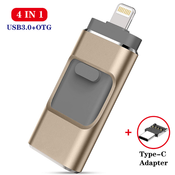 4 in 1 HD USB Stick 3.0 Flash Stick for iPhone/Android Type   128 GB 64 GB 32 GB USB Flash Drives
