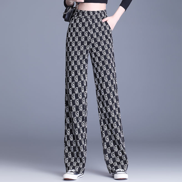2021 new high-waist wide-leg pants women Korean version of the fashion is thin drape  Trousers &amp; Leg