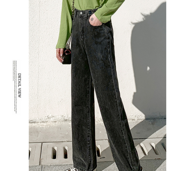 streetwear high waist women's fashion jeans woman girls women wide leg pants  Trousers & Leggings