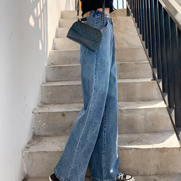 streetwear high waist women's fashion jeans woman girls women wide leg pants  Trousers & Leggings