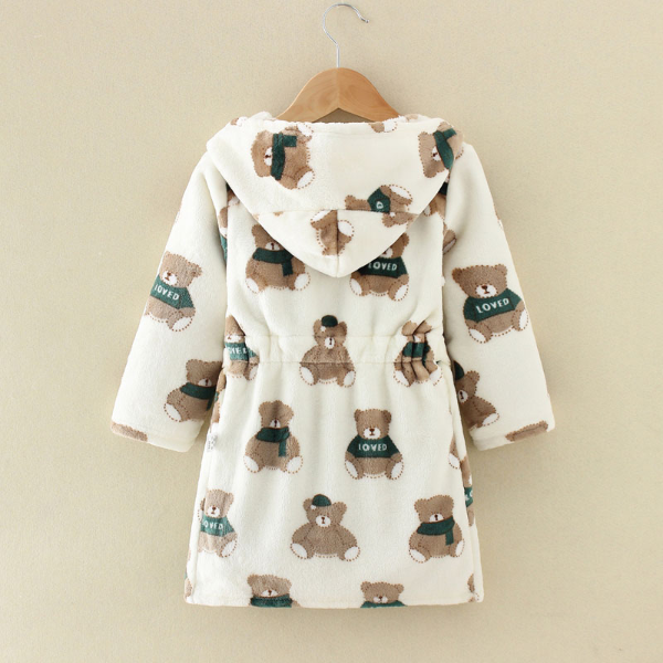 Long Sleeve Hooded Children's Bathrobe Cartoon Print Kids Robe Lovely Animal Boy Bath Sleepwear