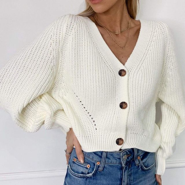2021 Womens Loose Fit Cardigan  Winter Long Sleeve V Neck Knit Button Down Sweater Tops