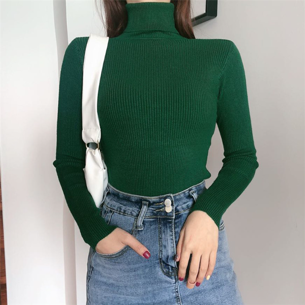 Women Turtleneck Sweaters Autumn Winter Korean Slim Pullover Women Basic Tops Casual Tops