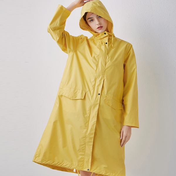 Women New Stylish Long Raincoat Waterproof Rain Jacket  with Hood Coats & Jackets