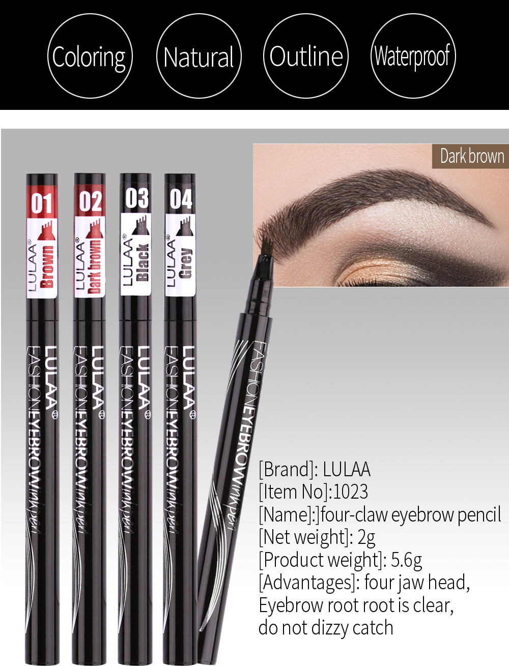 Natural Eyebrow Pen Waterproof Four Claw Eye Brow Tint Makeup Colors Eyebrow Pencil Brown Makeup