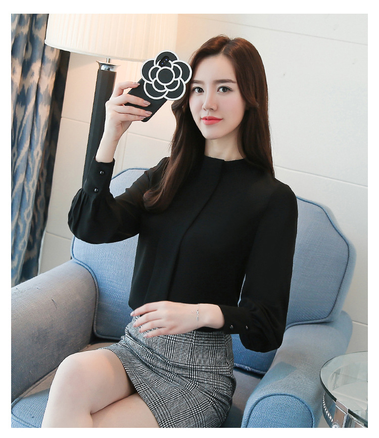 New Autumn Spring Tops Women Fashion Ladies Long Sleeve Shirts Casual Chiffon Blouse Tops