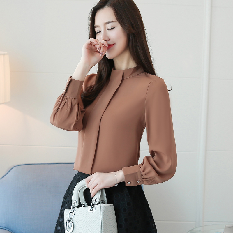 New Autumn Spring Tops Women Fashion Ladies Long Sleeve Shirts Casual Chiffon Blouse Tops