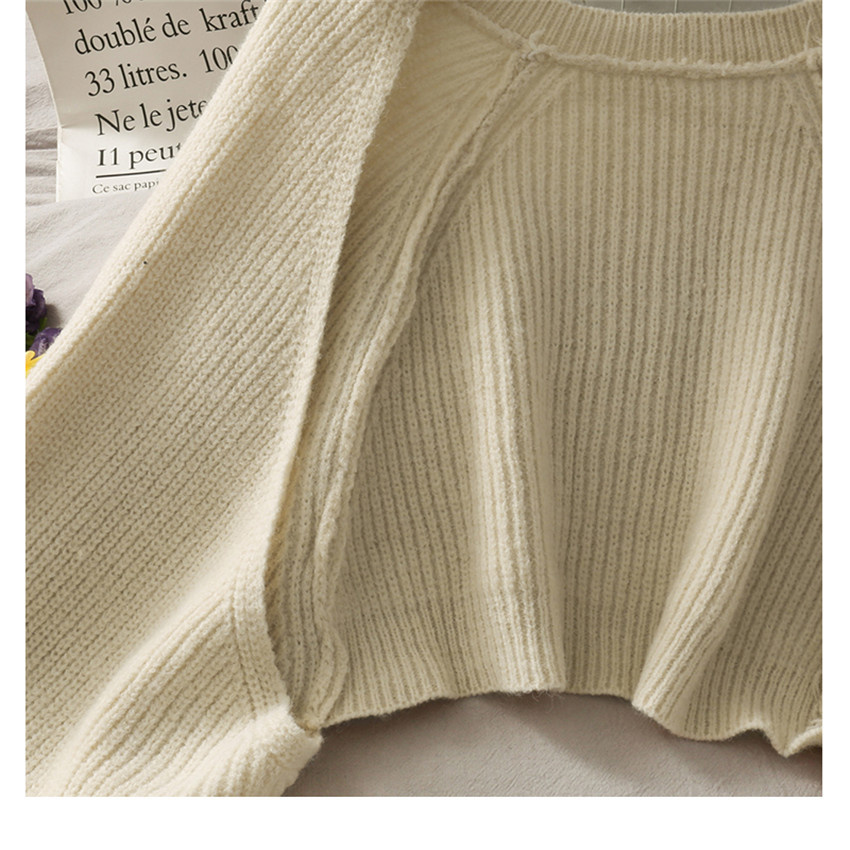 Fall Winter Cardigans Crop Top Women Lantern Sleeve Winter Casual loose Sweaters & Cardigans