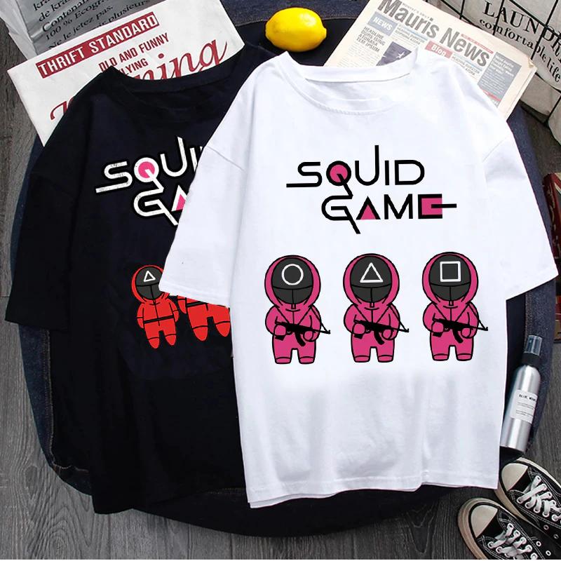 Korean TV Squid Game T Shirt Men Kawaii Cartoon Summer Tops 456 Graphic Tees Unisex Tops