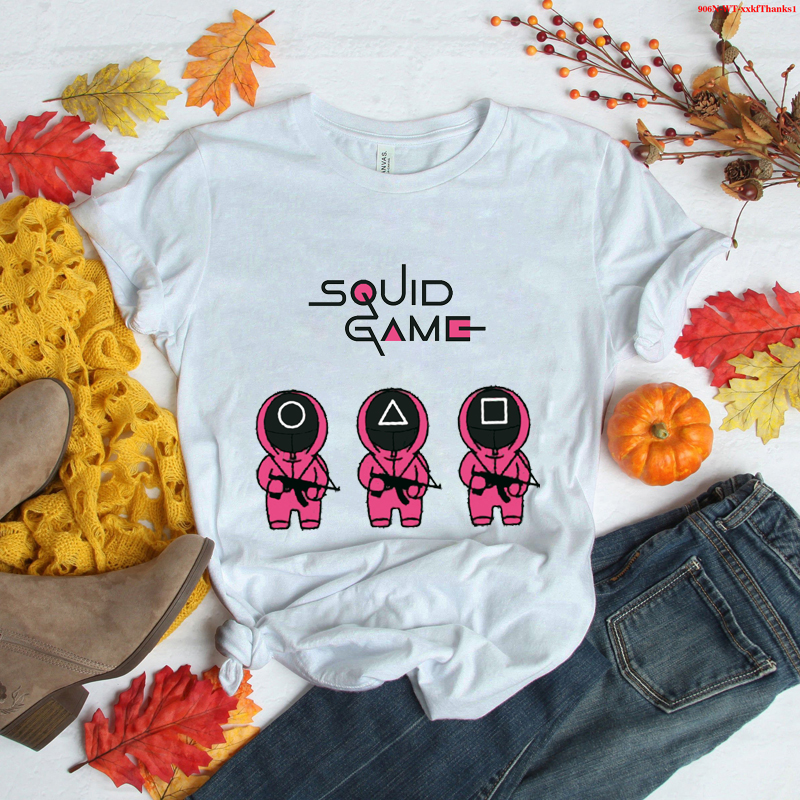 Korean TV Squid Game T Shirt Men Kawaii Cartoon Summer Tops 456 Graphic Tees Unisex Tops
