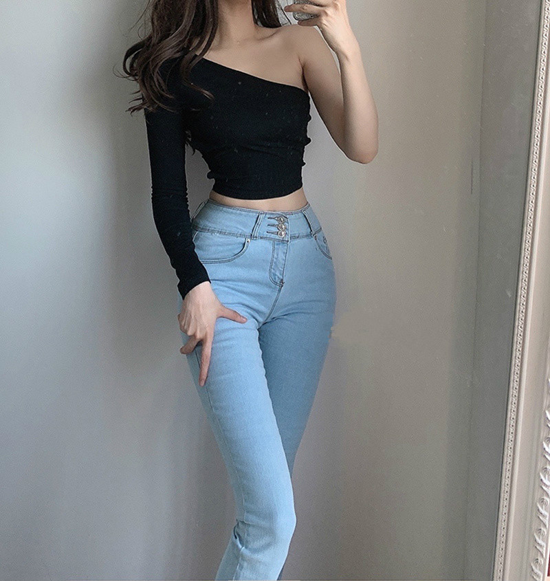 Aesthetic Woman Stretch Jeans High Waist Sexy Tight Hip Lifting Leggings Pants High Waist Elastic  Trousers & Leggings