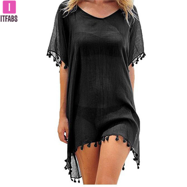 2021 Chiffon Tassels Beach Wear Women Swimsuit Cover Up Swimwear  Dresses