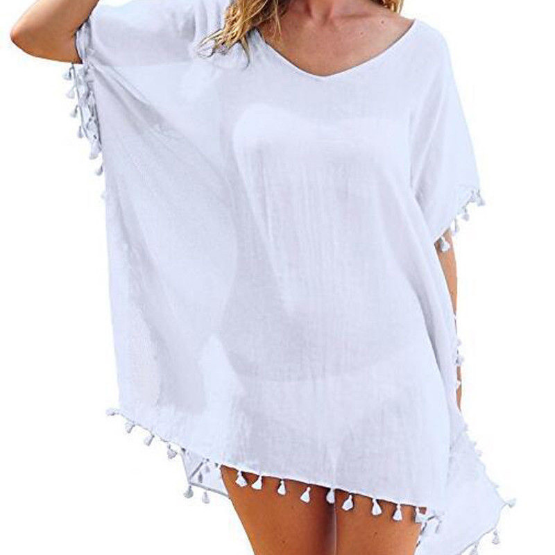 2021 Chiffon Tassels Beach Wear Women Swimsuit Cover Up Swimwear  Dresses