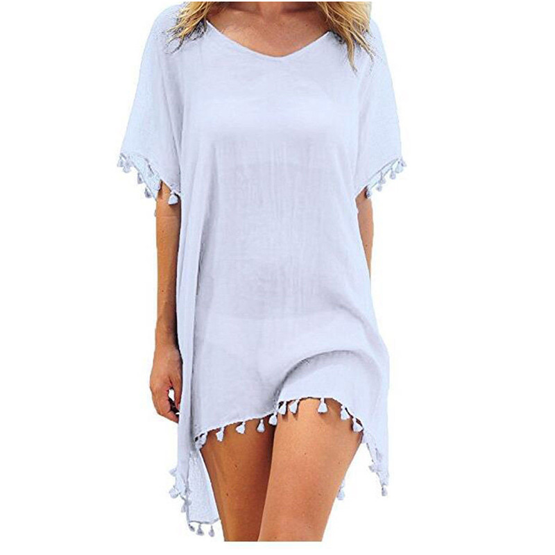 2021 Chiffon Tassels Beach Wear Women Swimsuit Cover Up Swimwear  Dresses