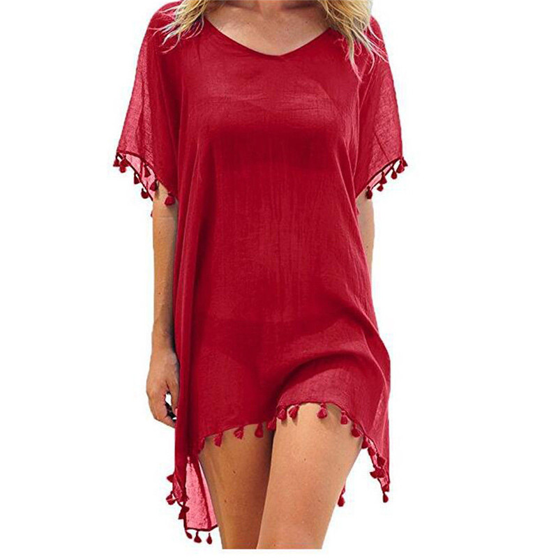2021 Chiffon Tassels Beach Wear Women Swimsuit Cover Up Swimwear  Dresses