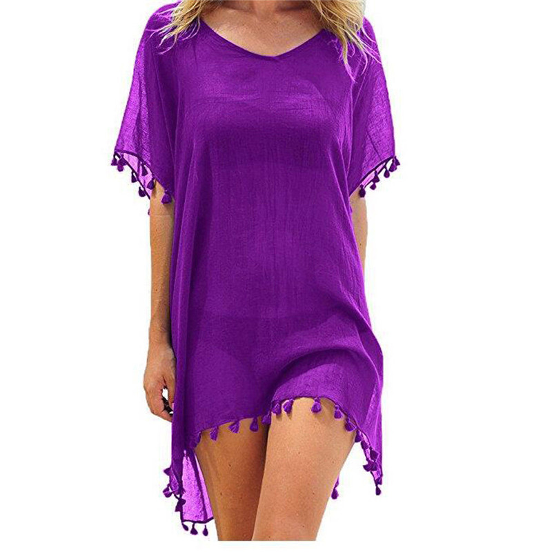 2021 Chiffon Tassels Beach Wear Women Swimsuit Cover Up Swimwear  Dresses
