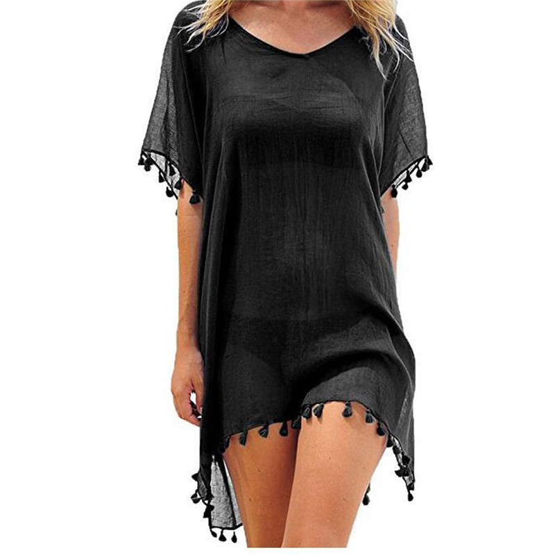2021 Chiffon Tassels Beach Wear Women Swimsuit Cover Up Swimwear  Dresses