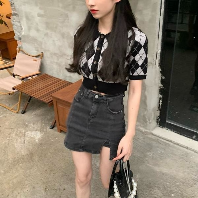 T-shirts Women Retro Short Sleeve Simple All-match Knitted Tops Summer Ins Tops