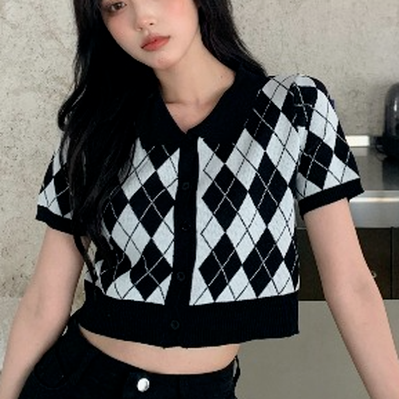 T-shirts Women Retro Short Sleeve Simple All-match Knitted Tops Summer Ins Tops