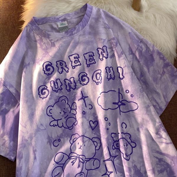 Summer women's short-sleeved vintage Female t-shirt harajuku Streetwear Y2k Top tie-dye oversized Tshirts  Tops