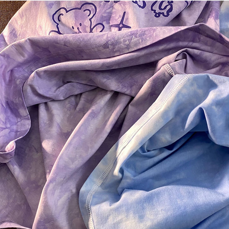 Summer women's short-sleeved vintage Female t-shirt harajuku Streetwear Y2k Top tie-dye oversized Tshirts  Tops