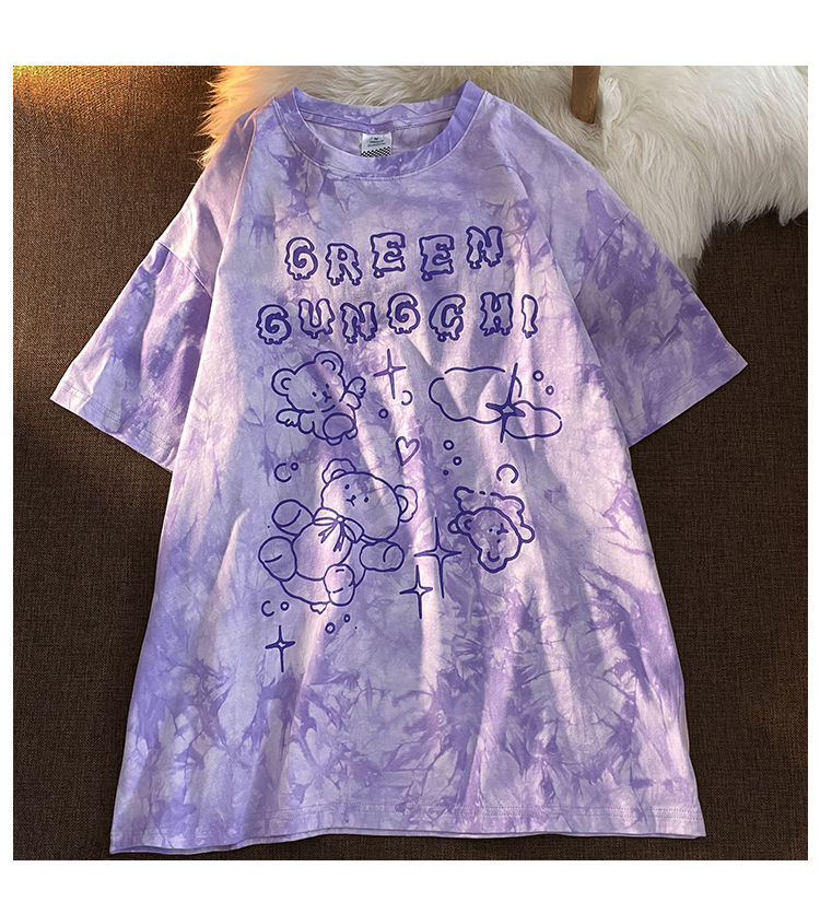 Summer women's short-sleeved vintage Female t-shirt harajuku Streetwear Y2k Top tie-dye oversized Tshirts  Tops