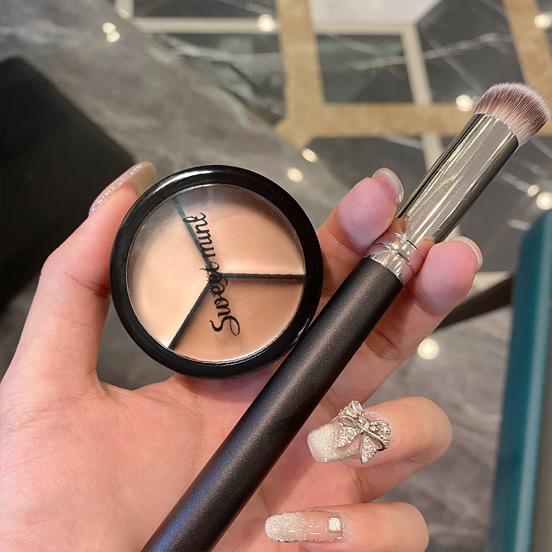 3-Color Concealer Palette Moisturize Long Lasting Cover Dark Circles Acne Pores Cream Shading Highlighter Face Makeup