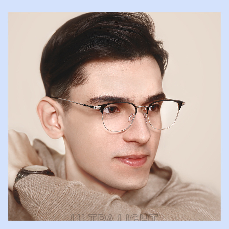 Business Blue Ray Blocking Metal Glasses,Men Women Anti Blue Light Computer Goggles,Myopia Prescription Sunglasses