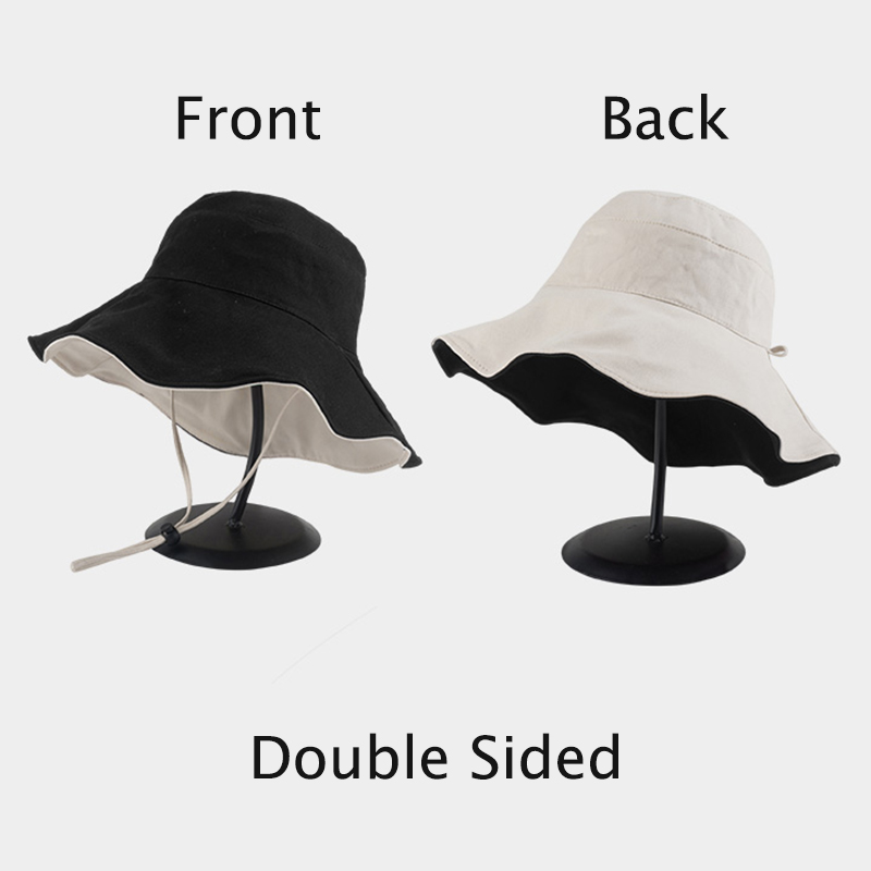 Double-sided Foldable Bucket Hat for Women Girls Summer Sun Hat Fisherman Visor Cap Anti-UV Wide Hats & Caps