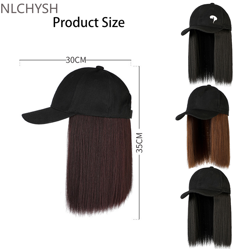 Wigs with a Hat Baseball Wigs Cap Body Cap Short Straight Hair Wig Cap Sun Hat Short Smooth Hats & Caps