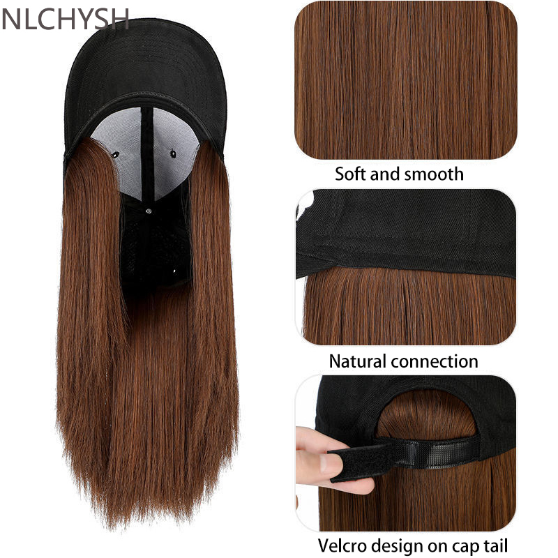 Wigs with a Hat Baseball Wigs Cap Body Cap Short Straight Hair Wig Cap Sun Hat Short Smooth Hats & Caps