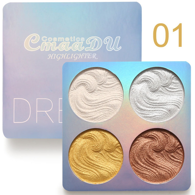 4 Colors Highlighter Makeup Shimmer Baking Powder Highlighter Palette Skin Brighten Highlight Face Contour Bronzer Makeup