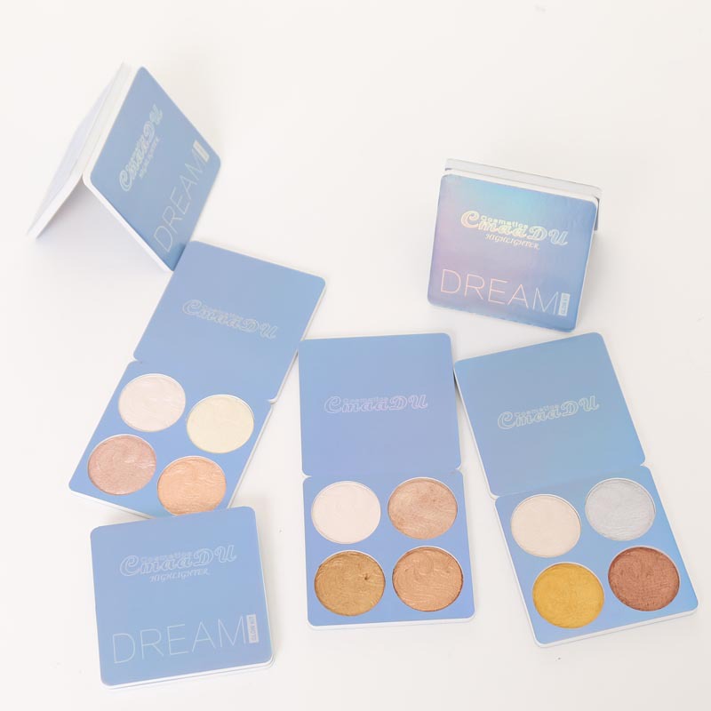 4 Colors Highlighter Makeup Shimmer Baking Powder Highlighter Palette Skin Brighten Highlight Face Contour Bronzer Makeup