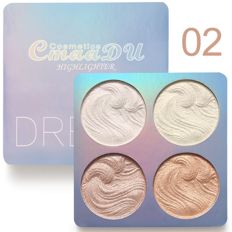 4 Colors Highlighter Makeup Shimmer Baking Powder Highlighter Palette Skin Brighten Highlight Face Contour Bronzer Makeup