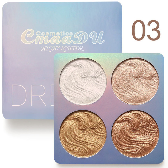 4 Colors Highlighter Makeup Shimmer Baking Powder Highlighter Palette Skin Brighten Highlight Face Contour Bronzer Makeup