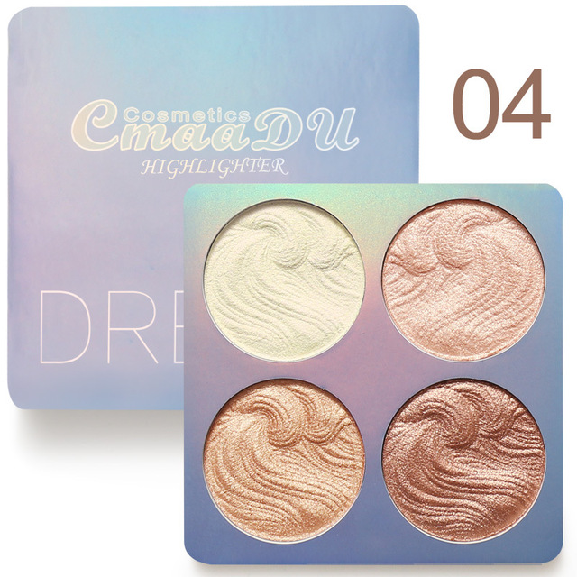 4 Colors Highlighter Makeup Shimmer Baking Powder Highlighter Palette Skin Brighten Highlight Face Contour Bronzer Makeup
